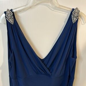 Lauren Ralph Lauren Evening midnight blue sleeveless cap cocktail dress, size 14